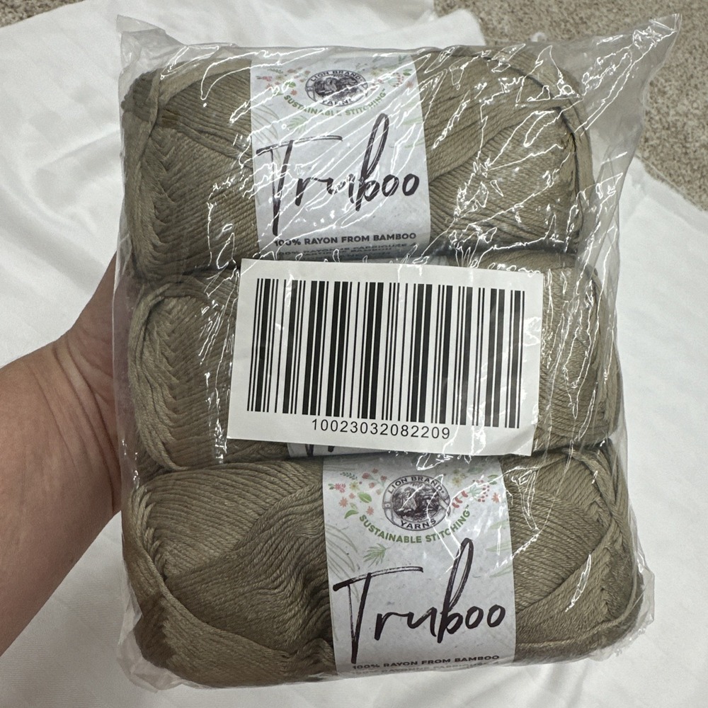 (3 Pack) Lion Brand Yarn 837-124C Truboo Yarn, Khaki 100% Rayon From bamboo